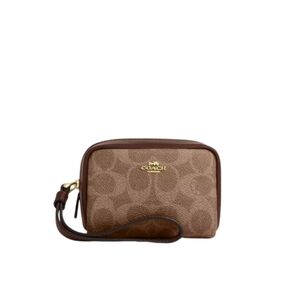 Coach Signature Brown Wristlet Pouch
